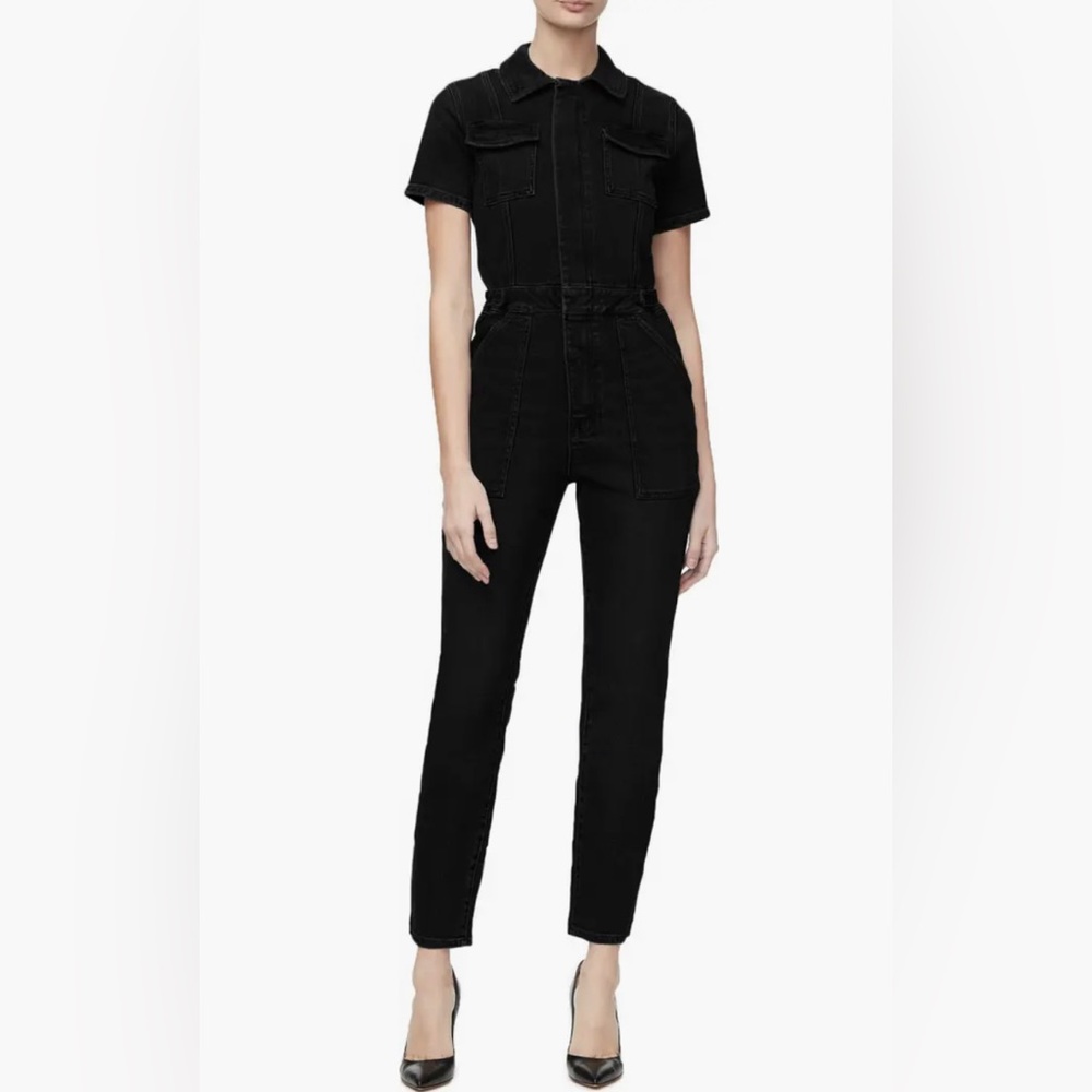 Good American Black Denim Jumpsuit